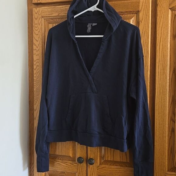 Sweaty Betty hoodie large size 12 sweatshirt  top long sleeve blue pocket Active - Picture 3 of 14